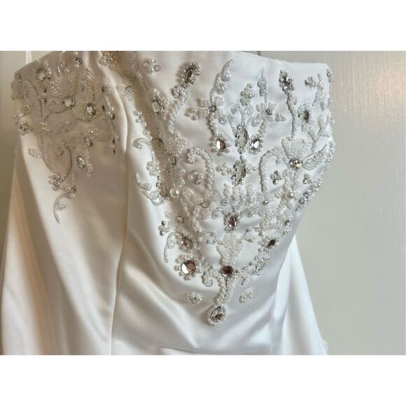 Mori Lee NEW size 12 strapless bridal wedding dress with train - Picture 5 of 16